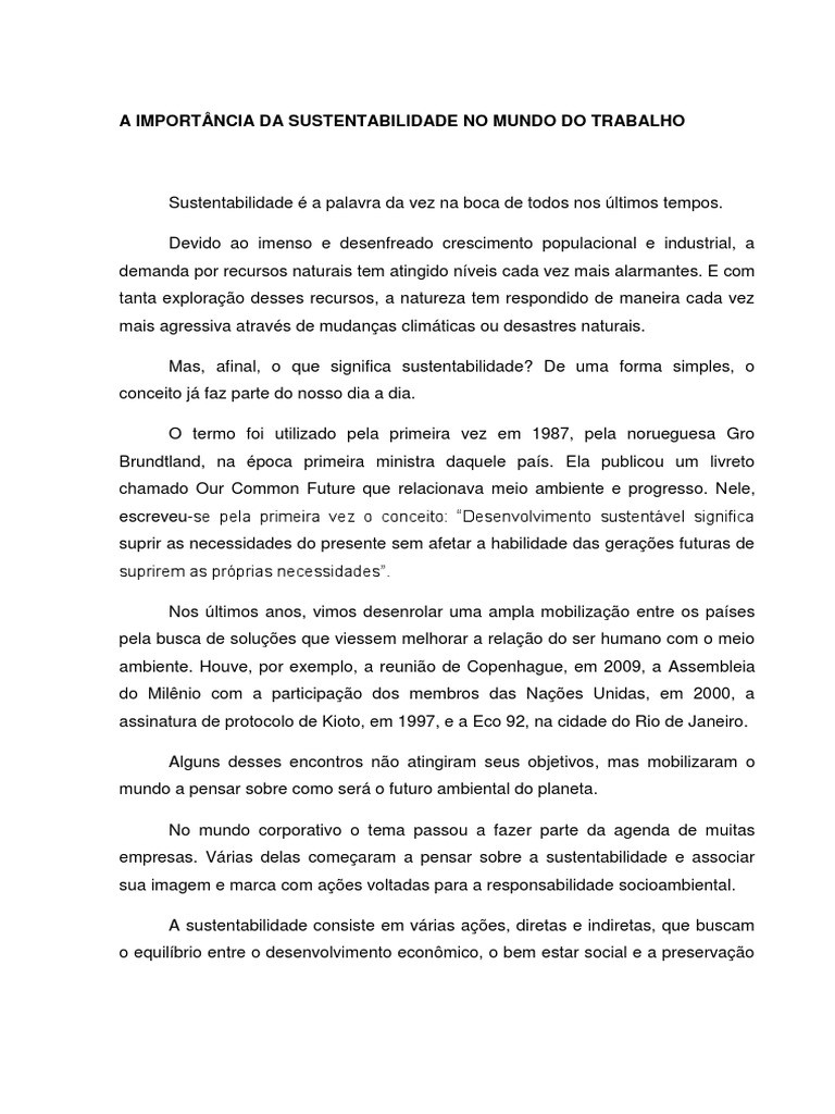 A Importância Da Sustentabilidade No Ambiente De Trabalho - Life Vidalia